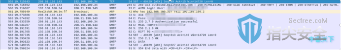 wireshark截图（SMTP流量）